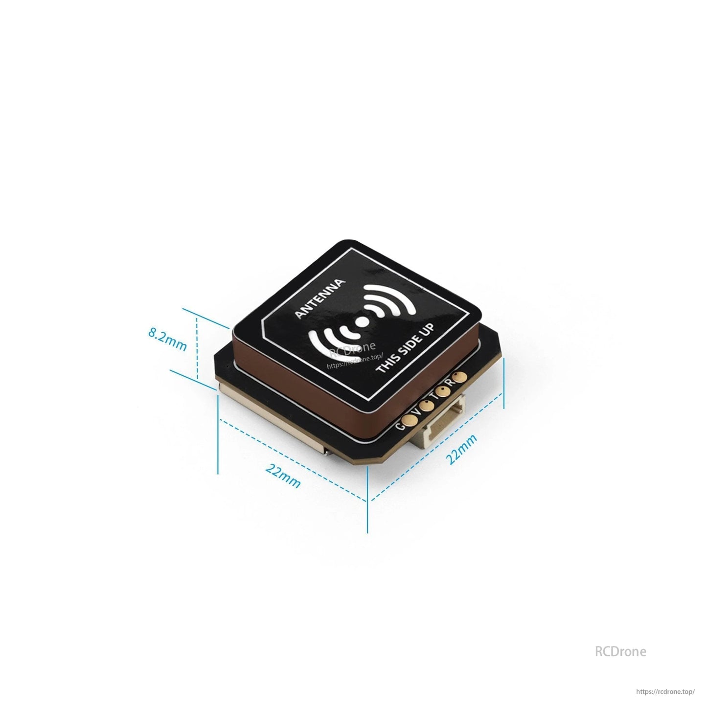 GEPRC GEP-M10 Series GPS, GEPRC GEP-M10 GPS module with 22×22 mm antenna top, “THIS SIDE UP” marking, and small side connector
