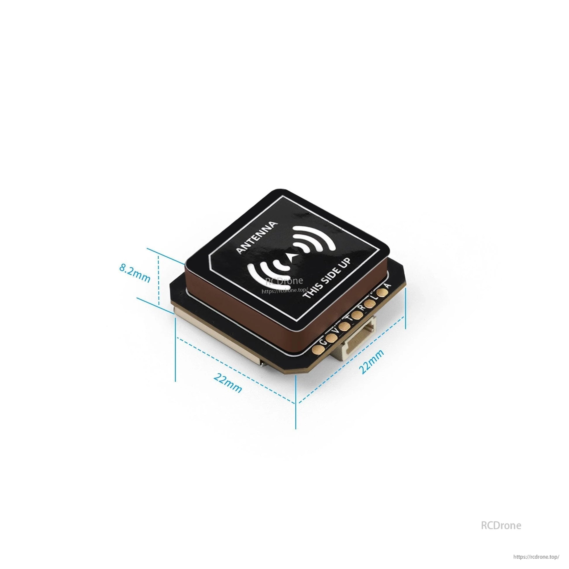 GEPRC GEP-M10 Series GPS, GEPRC GEP-M10 GPS module with built-in antenna, 22 x 22 mm footprint, 8.2 mm height, and plug connector