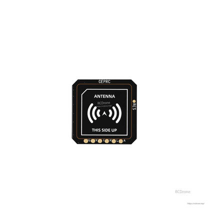 GEPRC GEP-M10 series GPS antenna board with “THIS SIDE UP” marking and edge solder pads on black PCB
