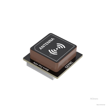 GEPRC GEP-M10 series GPS module with ceramic patch antenna on black PCB labeled GEPRC