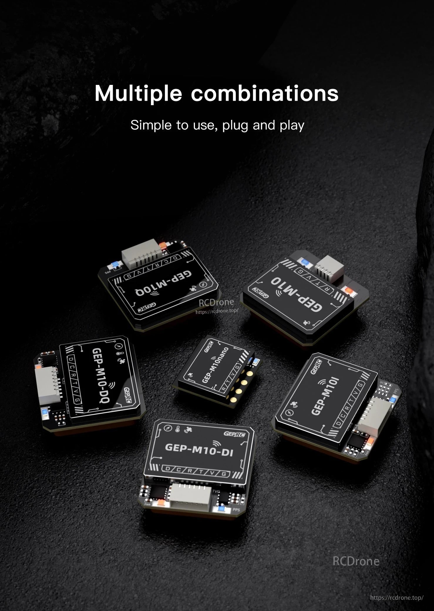 GEPRC GEP-M10 series GPS modules in multiple versions, compact boards with plug-in connectors