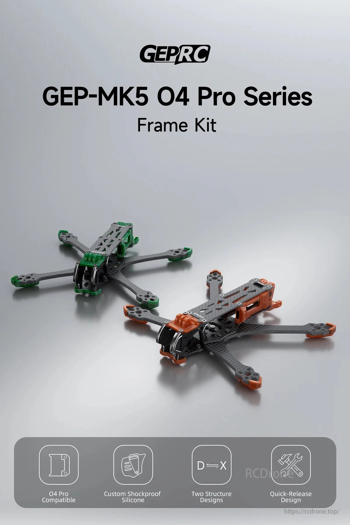 GEPRC MK5 Pro FPV Drone, GEPRC GEP-MK5 O4 Pro Series Frame Kit with key features.