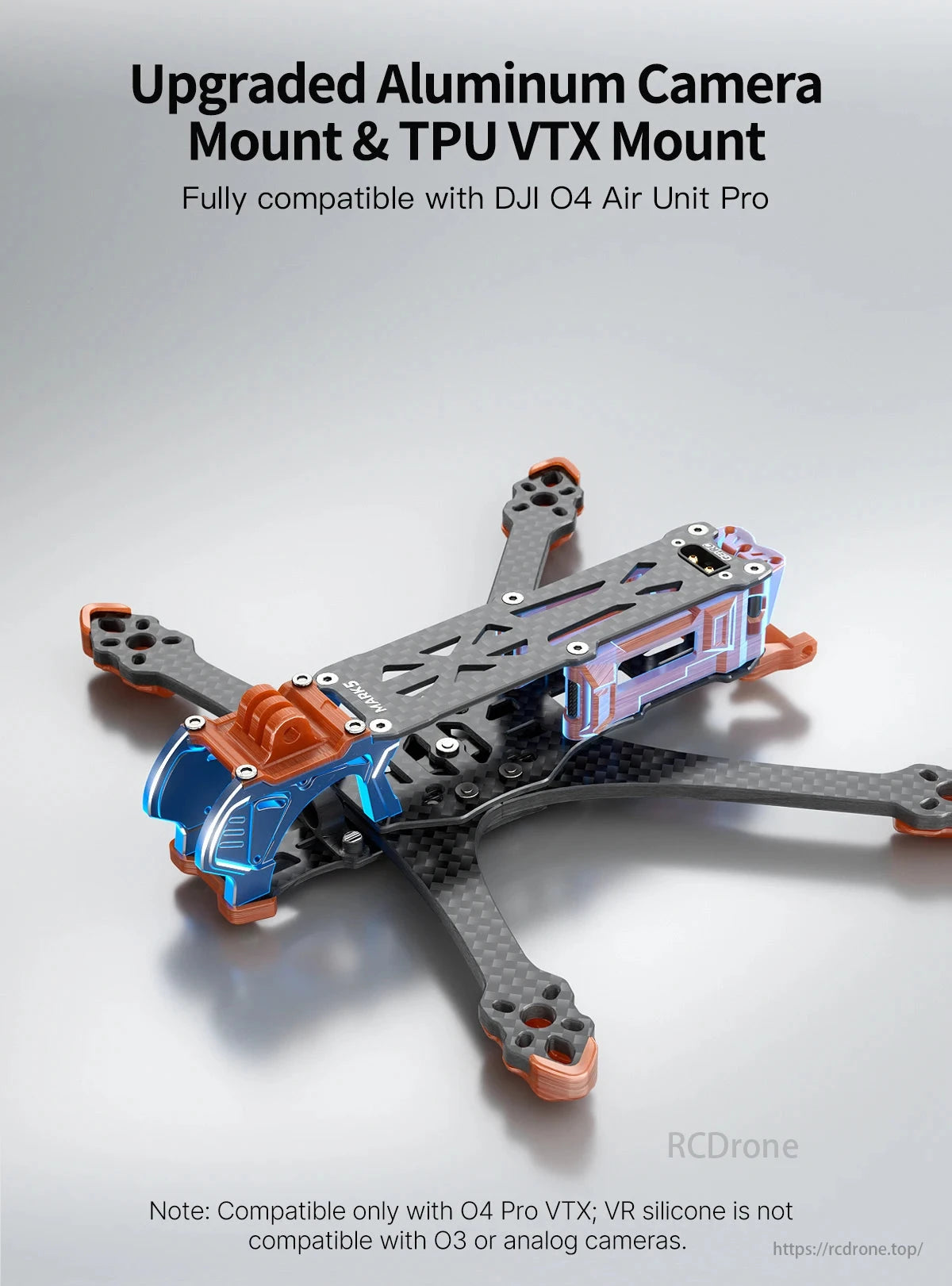 GEPRC MK5 Pro FPV Drone, Upgraded camera and VTX mount for DJI O4 Air Unit Pro, compatible only with O4 Pro VTX.