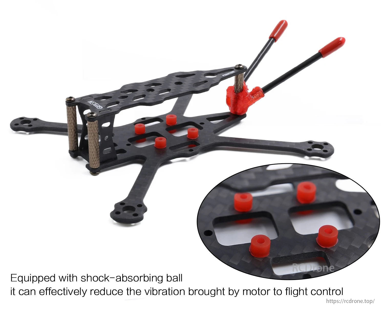 GEPRC GEP-PT 125mm FPV Drone, GEPRC GEP-PT FPV Drone Frame with 125mm wheelbase and shock-absorbing balls minimizes motor vibration for stable flight control.