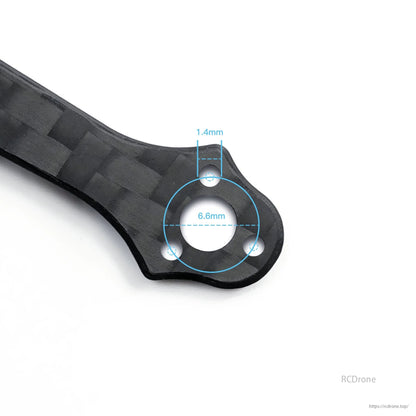 GEPRC GEP-ST16  78mm Wheelbase 1.6 Inch FPV Frame, GEPRC GEP-ST16 FPV frame, 78mm wheelbase, 6.6mm circular cutout, four mounting holes 1.4mm apart.