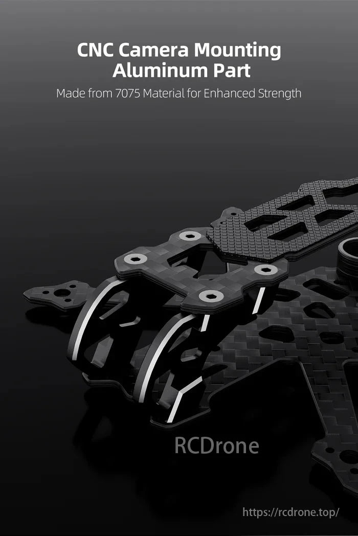GEPRC GEP-TC18 FPV Frame, CNC Camera Mounting Aluminum Part made from 7075 material for enhanced strength.
