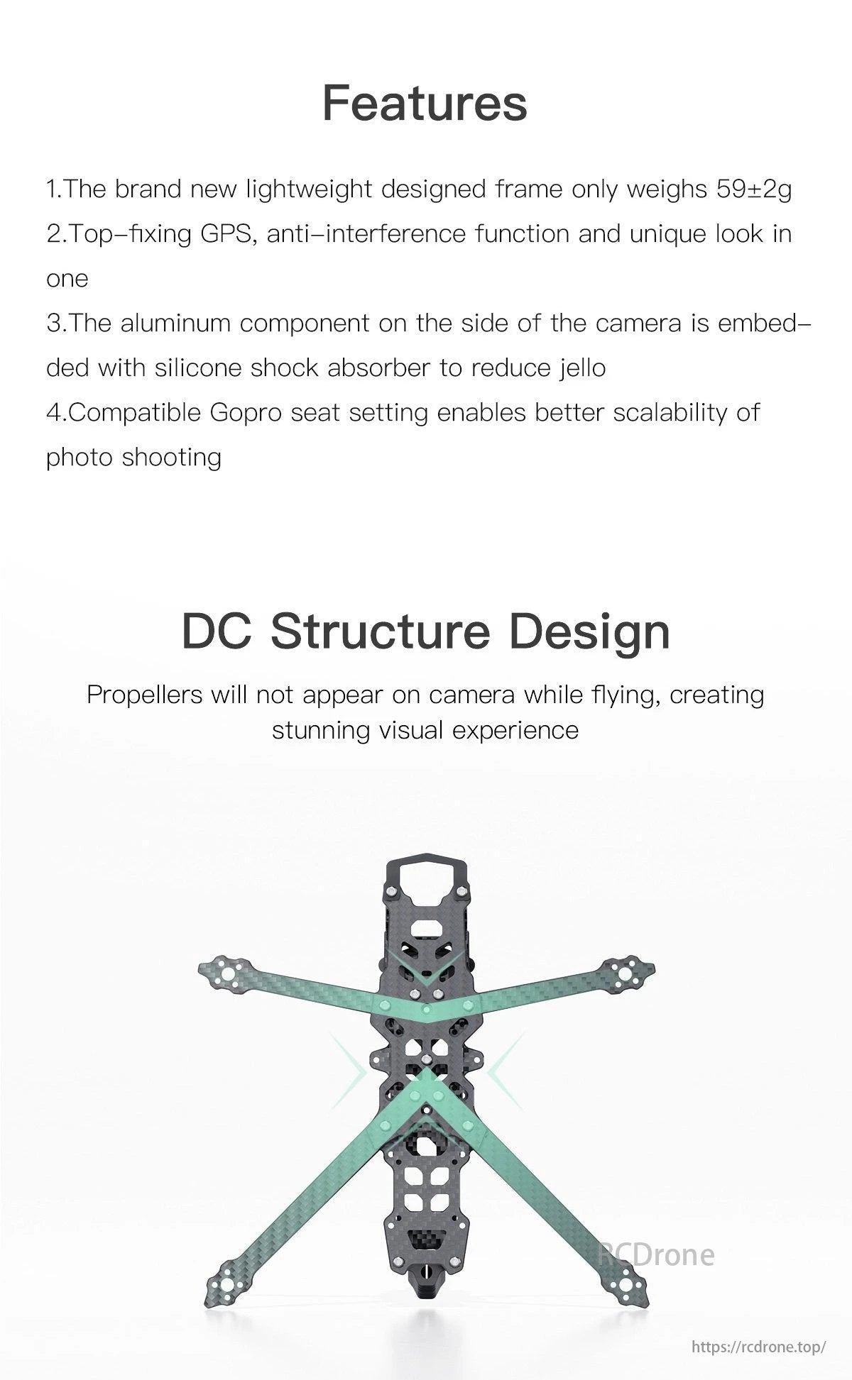 GEPRC Tern LR FPV Drone, The GEPRC GEP-Tern-LR40 drone features a lightweight frame, top-fix GPS, shock-absorbing aluminum camera, GoPro compatibility, hidden propellers, and is perfect for scalable photo shooting.
