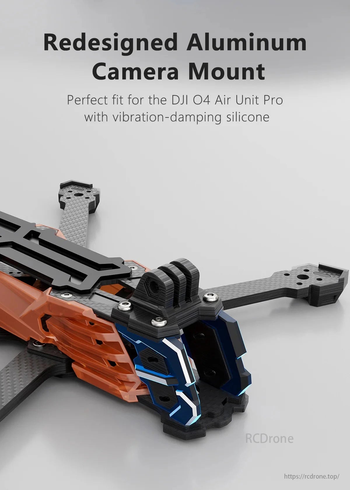 GEP-Vapor-D O4 Pro FPV Drone, Redesigned aluminum camera mount with vibration-damping silicone for DJI O4 Air Unit Pro, GEPRC GEP-Vapor-D frame part.
