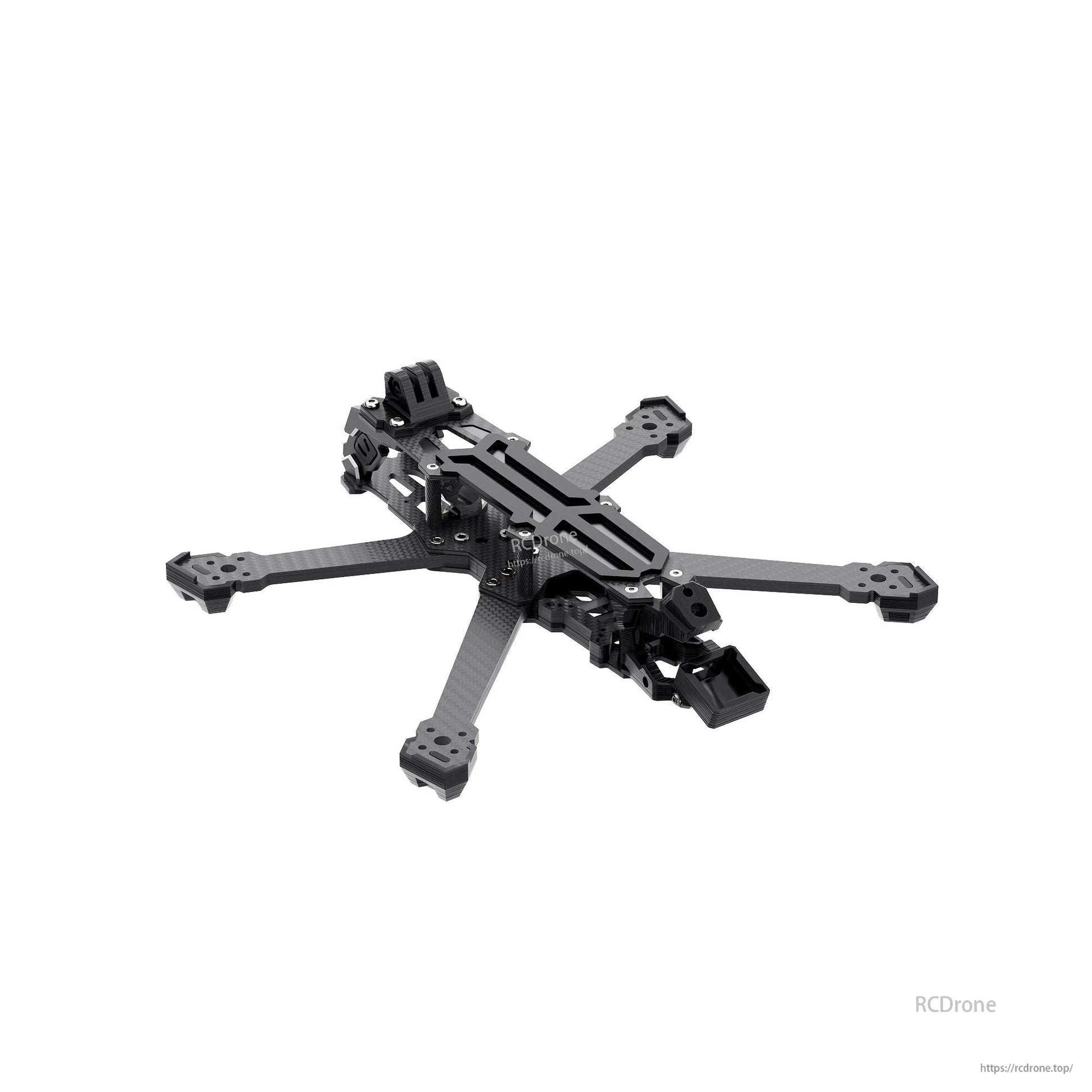 GEPRC GEP-Vapor-D5 FPV Frame, GEPRC GEP-Vapor-D5 carbon fiber FPV quadcopter frame with X arms, top plate, and front camera mount