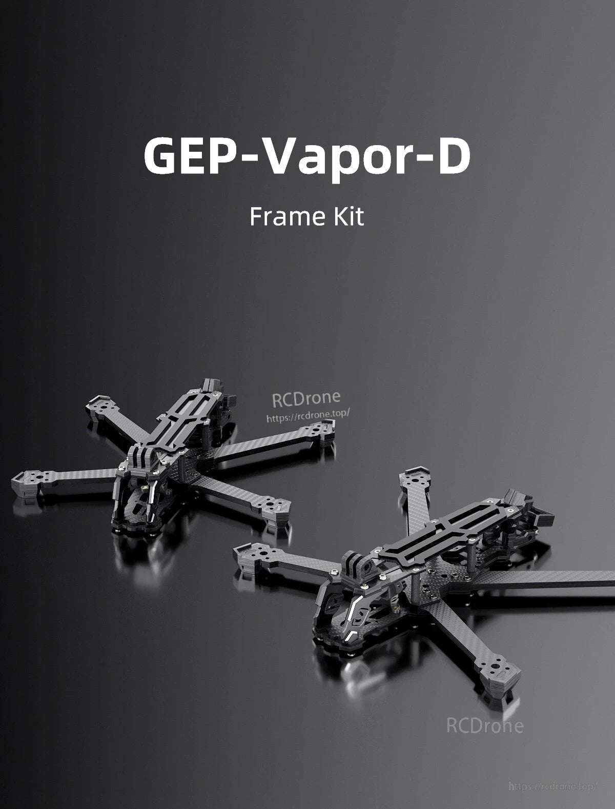GEPRC GEP-Vapor-D5 FPV Frame, GEPRC GEP-Vapor-D FPV frame kit in carbon fiber, X-style quad frame with separate arms and top plate