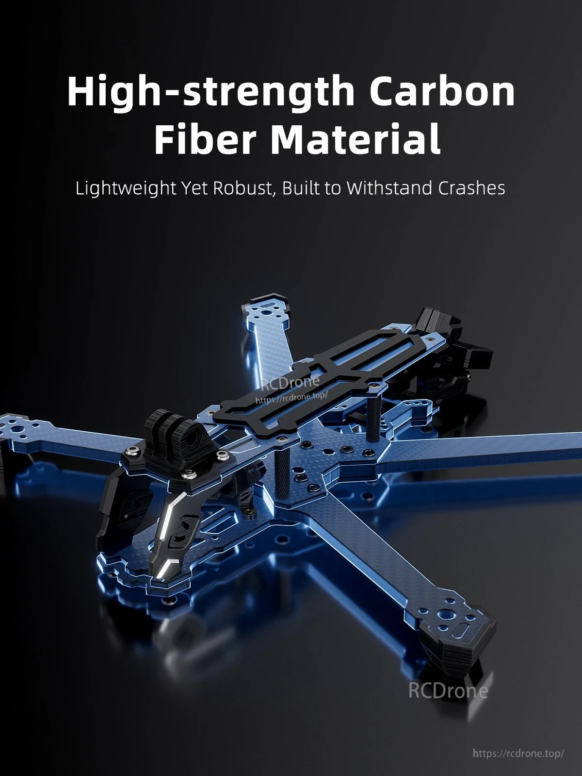 GEPRC GEP-Vapor-D5 FPV Frame, GEPRC GEP-Vapor-D5 FPV drone frame made from high-strength carbon fiber with reinforced top plate and arms