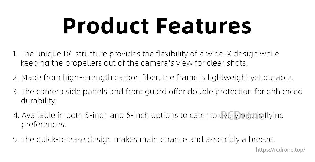 GEP Vapor D6 Drone Frame, GEPRC GEP-Vapor-D6 drone features DC structure, wide-X design, carbon fiber, double protection, 5/6-inch options, and quick-release for easy maintenance.