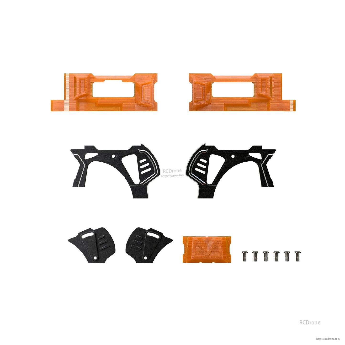GEPRC MARK5 O4 Pro upgrade kit parts with carbon fiber side plates, 3D-printed mounts, and screws