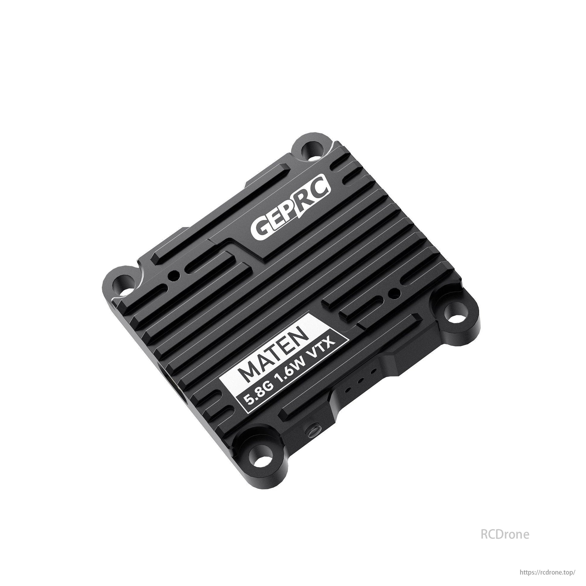 GEPRC MATEN 5.8G 1.6W VTX, GEPRC MATEN 5.8G VTX for FPV drones offers 72 channels, 1600mW power, IRC Tramp compatibility, CNC case, and 7-36V input range.