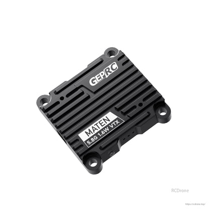 GEPRC MATEN 5.8G 1.6W VTX, GEPRC MATEN 5.8G VTX for FPV drones offers 72 channels, 1600mW power, IRC Tramp compatibility, CNC case, and 7-36V input range.