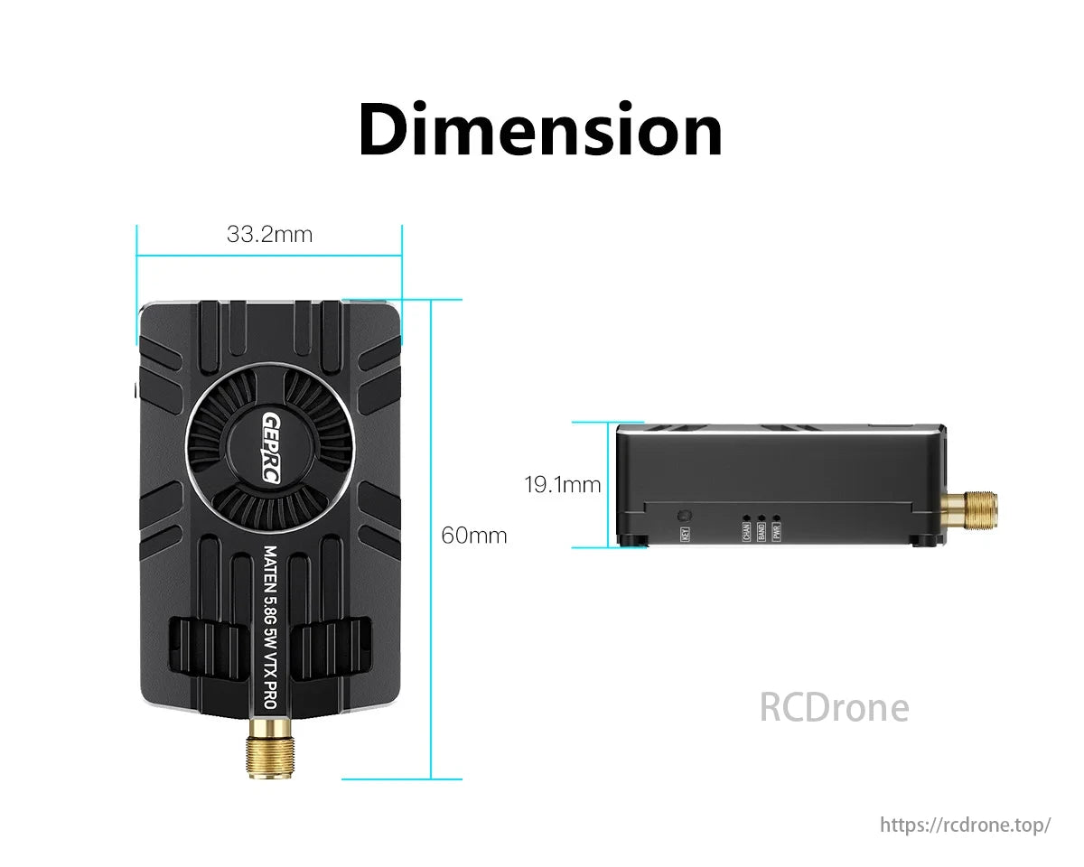 GEPRC MATEN 5.8G 5W VTX, A high-performance video transmitter designed for FPV drone pilots, offering long-range, stable, and durable transmission.