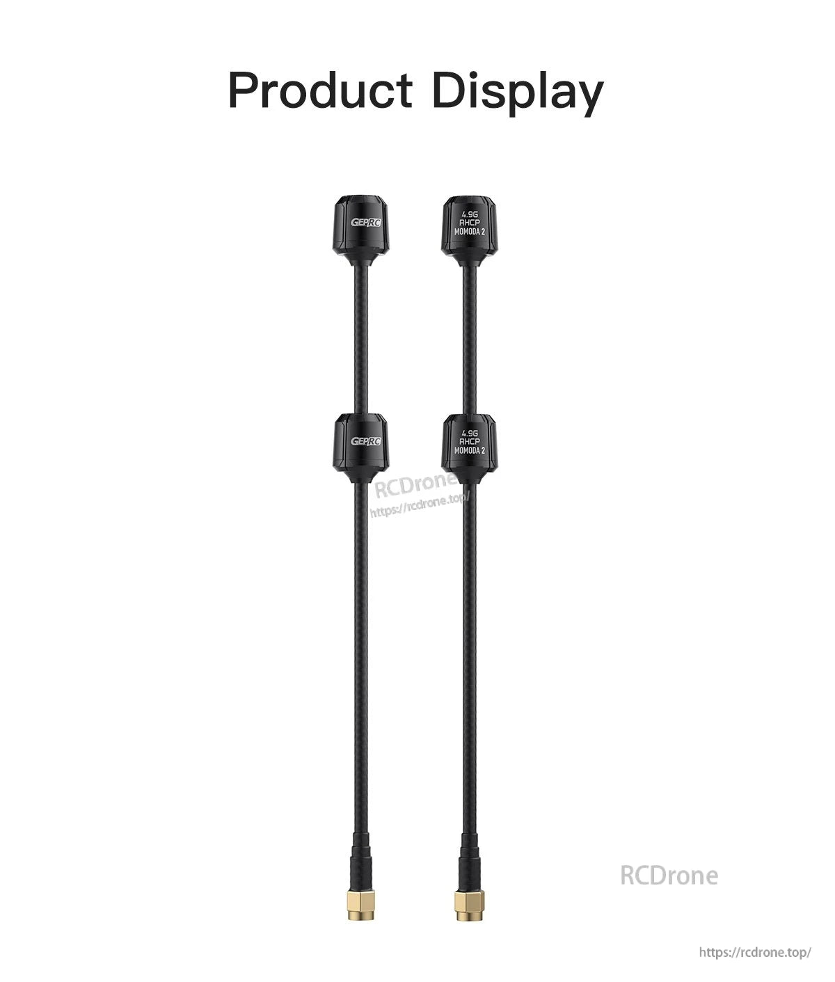 GEPRC Momoda2 4.9G DUAL Antenna, GEPRC Momoda2 4.9G RHCP dual antennas with long coax leads and gold threaded connectors