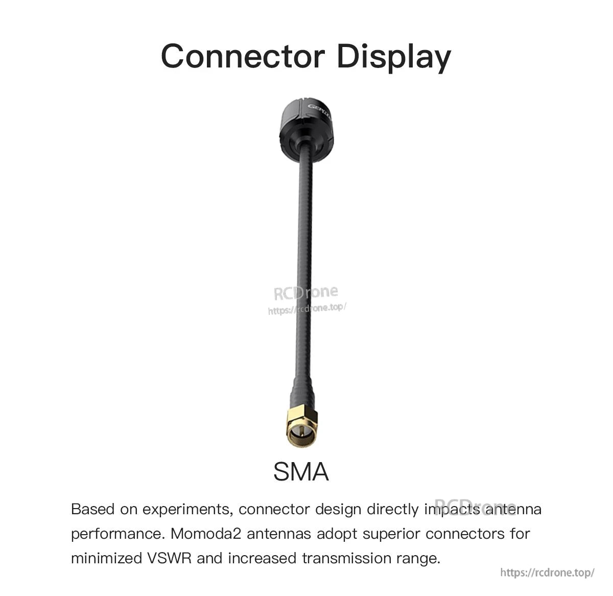 GEPRC Momoda2 4.9G FPV VTX antenna with flexible coax lead and SMA connector