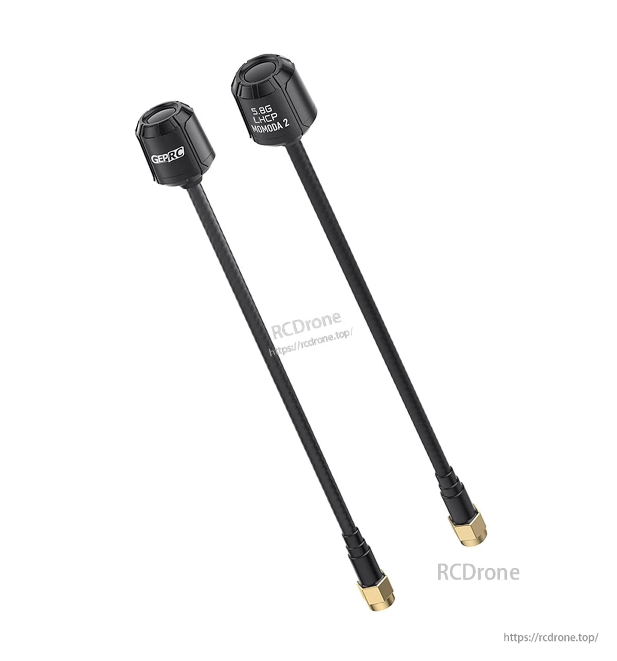 GEPRC Momoda2 5.8G Antenna, Two GEPRC Momoda2 5.8G LHCP FPV antennas with long coax leads and gold SMA connectors