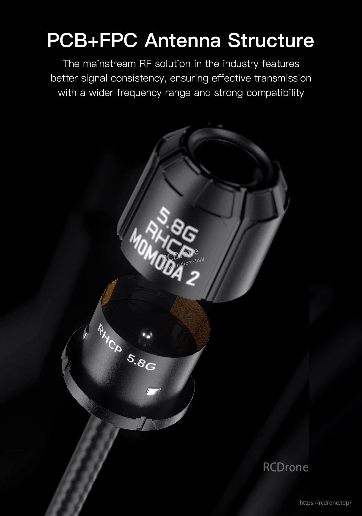 GEPRC Momoda2 5.8G Antenna, GEPRC Momoda 2 5.8G RHCP FPV antenna with PCB+FPC structure and black protective cap