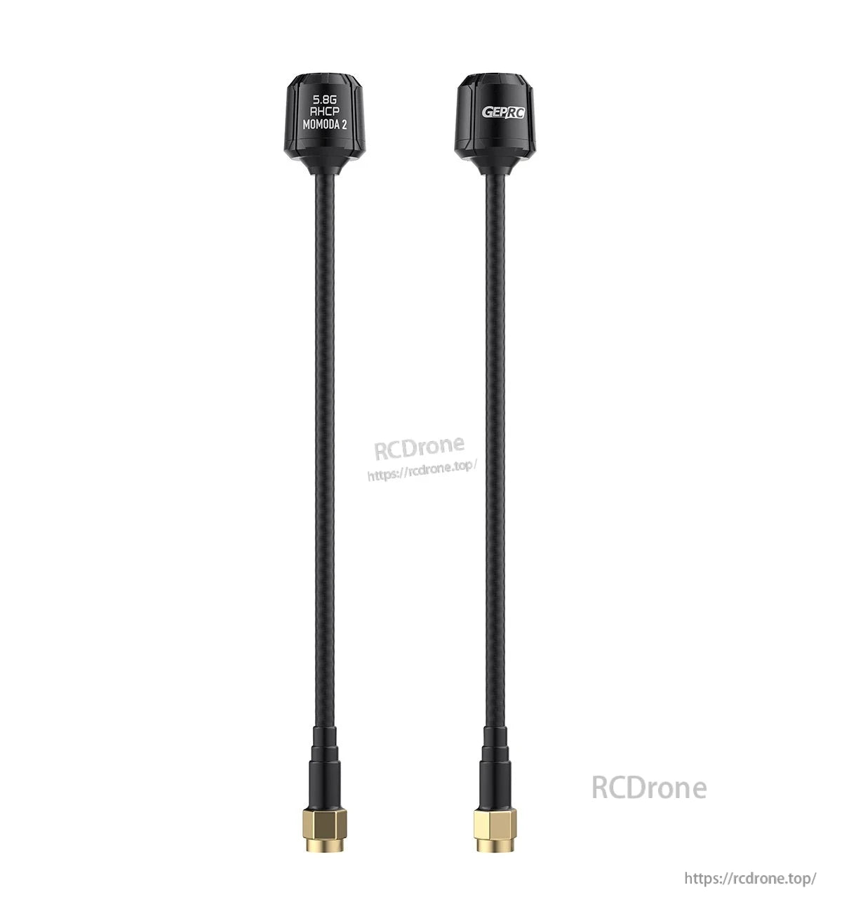 GEPRC Momoda2 5.8G Antenna, GEPRC Momoda2 5.8G RHCP FPV antenna with long coax lead and gold SMA-style connector, shown in pair