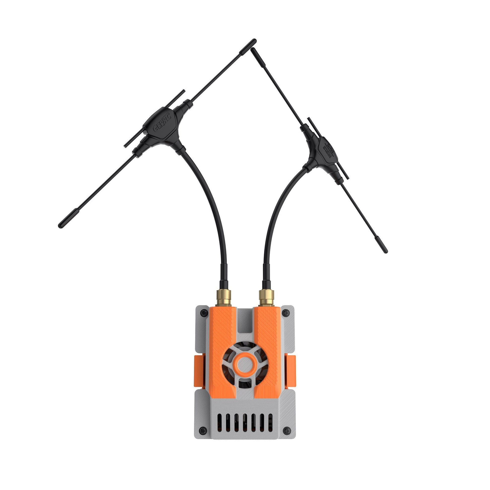 GEPRC RX as TX JR-Bay Modification Kit, GEPRC RX as TX JR-bay modification module with dual antennas and orange housing with cooling fan