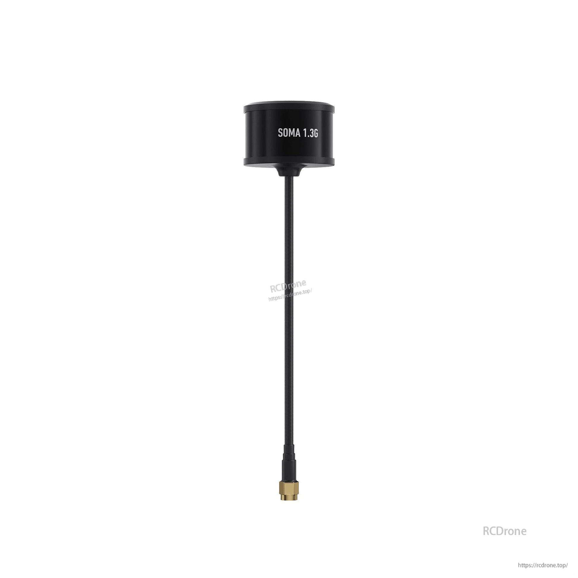 GEPRC SOMA 1.2G/1.3G Antenna, GEPRC SOMA 1.3G FPV antenna with black cylindrical head, long coax cable, and gold SMA connector