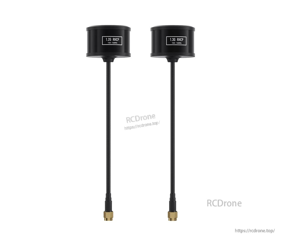 GEPRC SOMA 1.2G/1.3G Antenna, GEPRC SOMA RHCP antenna options with long coax lead and SMA connector, labeled 1.2G and 1.3G