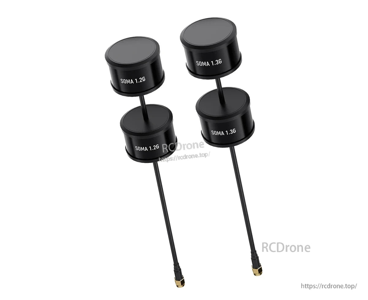 GEPRC SOMA 1.2G/1.3G Dual-Core RHCP SMA Antenna, GEPRC SOMA 1.2G and 1.3G cylindrical FPV antennas with coax leads and SMA connectors
