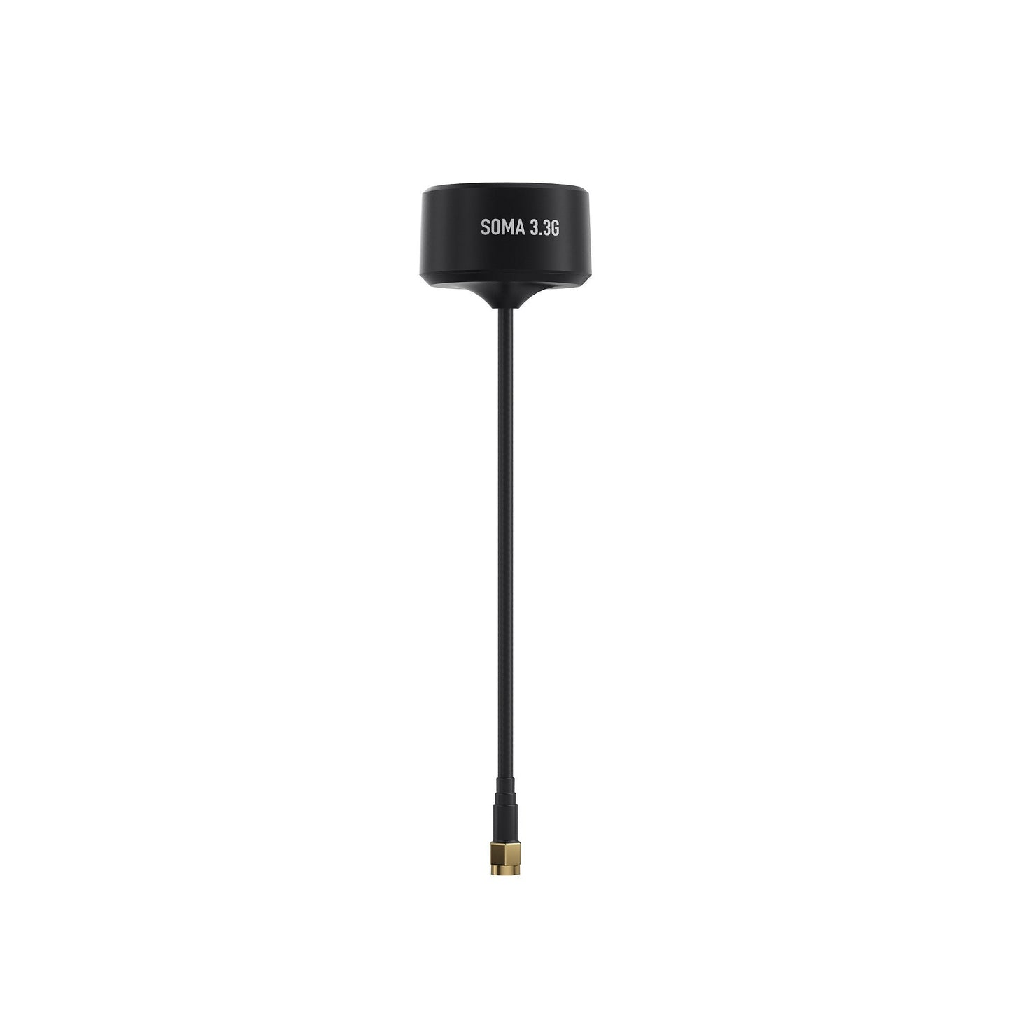 GEPRC SOMA 3.3G antenna with black round housing, long coax lead, and gold SMA connector