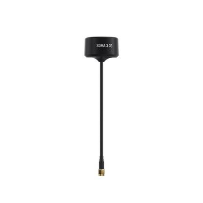 GEPRC SOMA 3.3G antenna with black round housing, long coax lead, and gold SMA connector