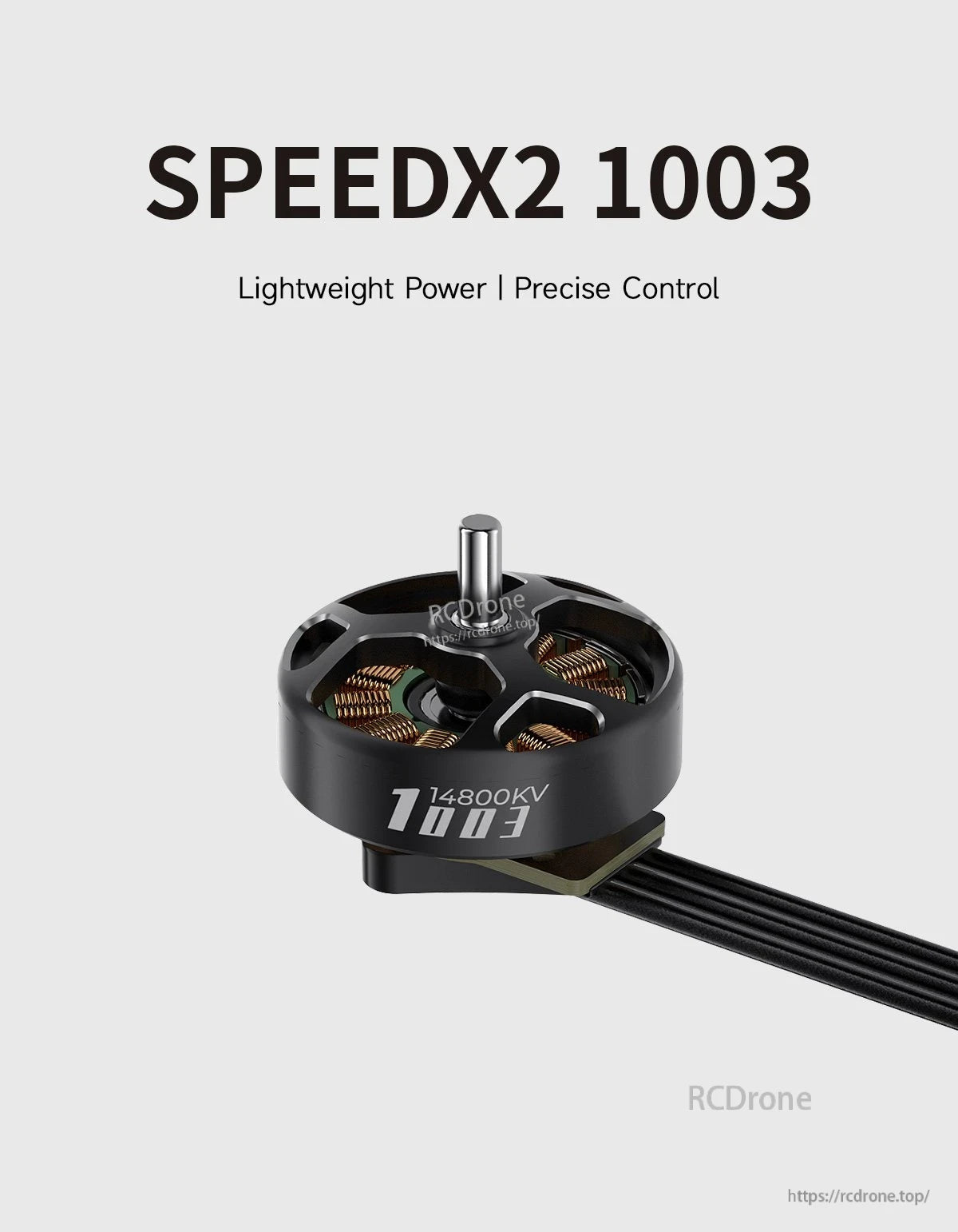 GEPRC SPEEDX2 1003 14800KV Brushless Motor, SPEEDX2 1003: 14800KV, 3.2g brushless motor with N52H magnets for precise control in 1.6–2" FPV drones.