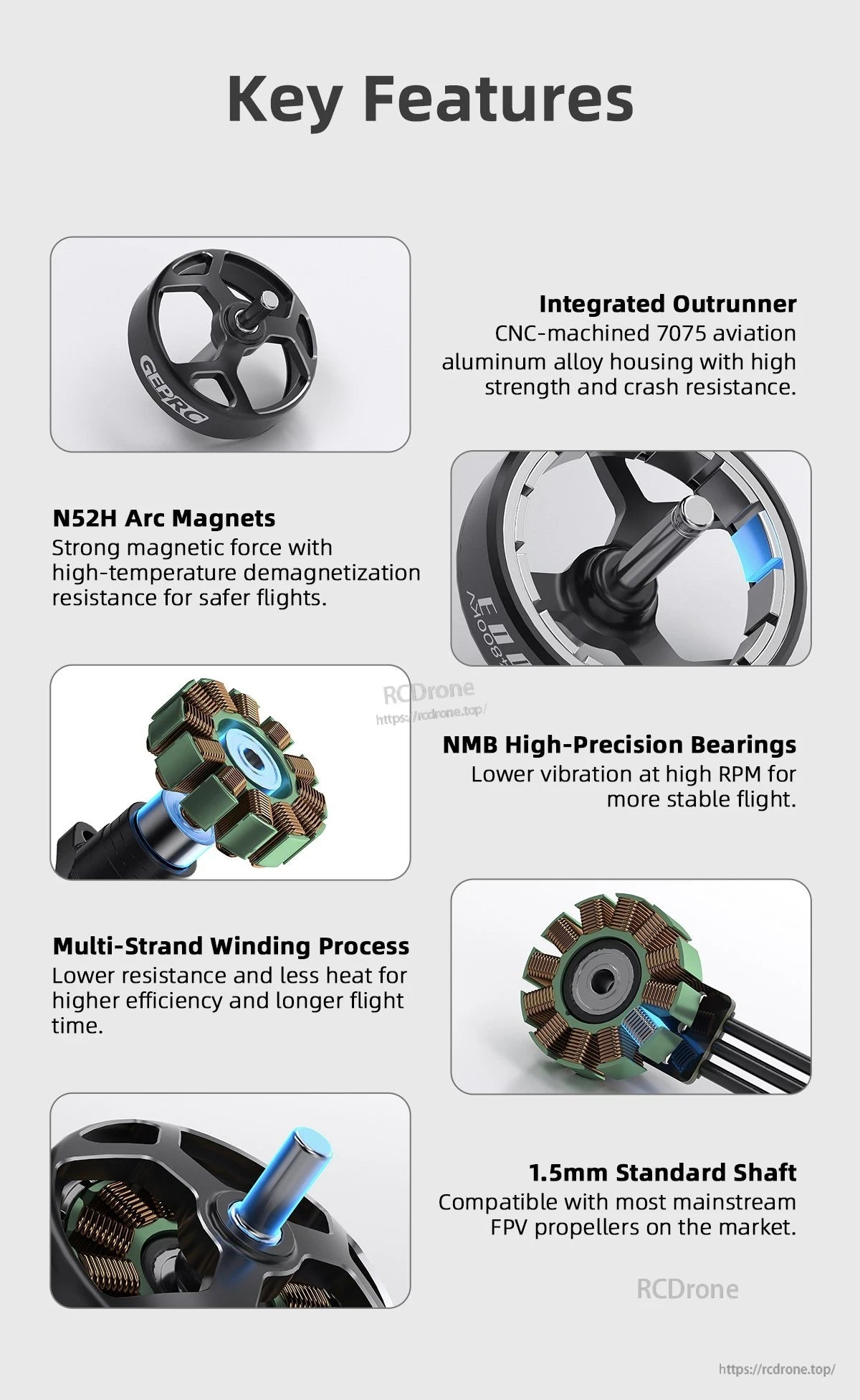 GEPRC SPEEDX2 1003 14800KV Brushless Motor, The GEPRC SPEEDX2 1003 motor offers high performance, durability, and efficiency for 1.6–2" FPV drones, weighing only 3.2g.