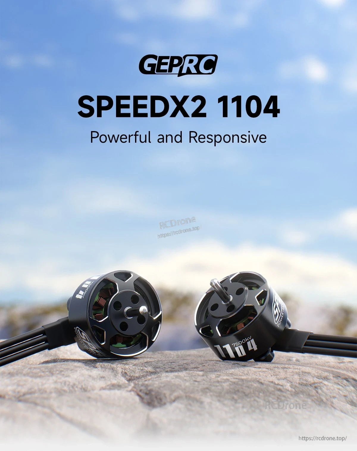 GEPRC SPEEDX2 1104 7500KV Motor, A powerful and responsive motor with N52H magnets and NMB bearings, suitable for 2-3S LiPo power.