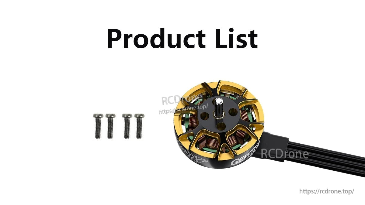GEPRC SPEEDX2 1202.5 motor features different KV options, rated voltage, configuration, and specifications for maximum power, current, and thrust.