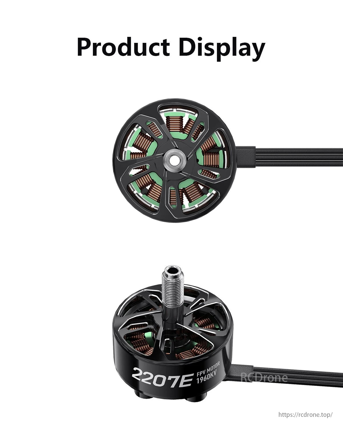 GEPRC SPEEDX2 2207E FPV Brushless Motor, The CNC-machined 7075 aluminum housing features a glossy black finish and ventilated design for excellent heat dissipation and crash resistance.