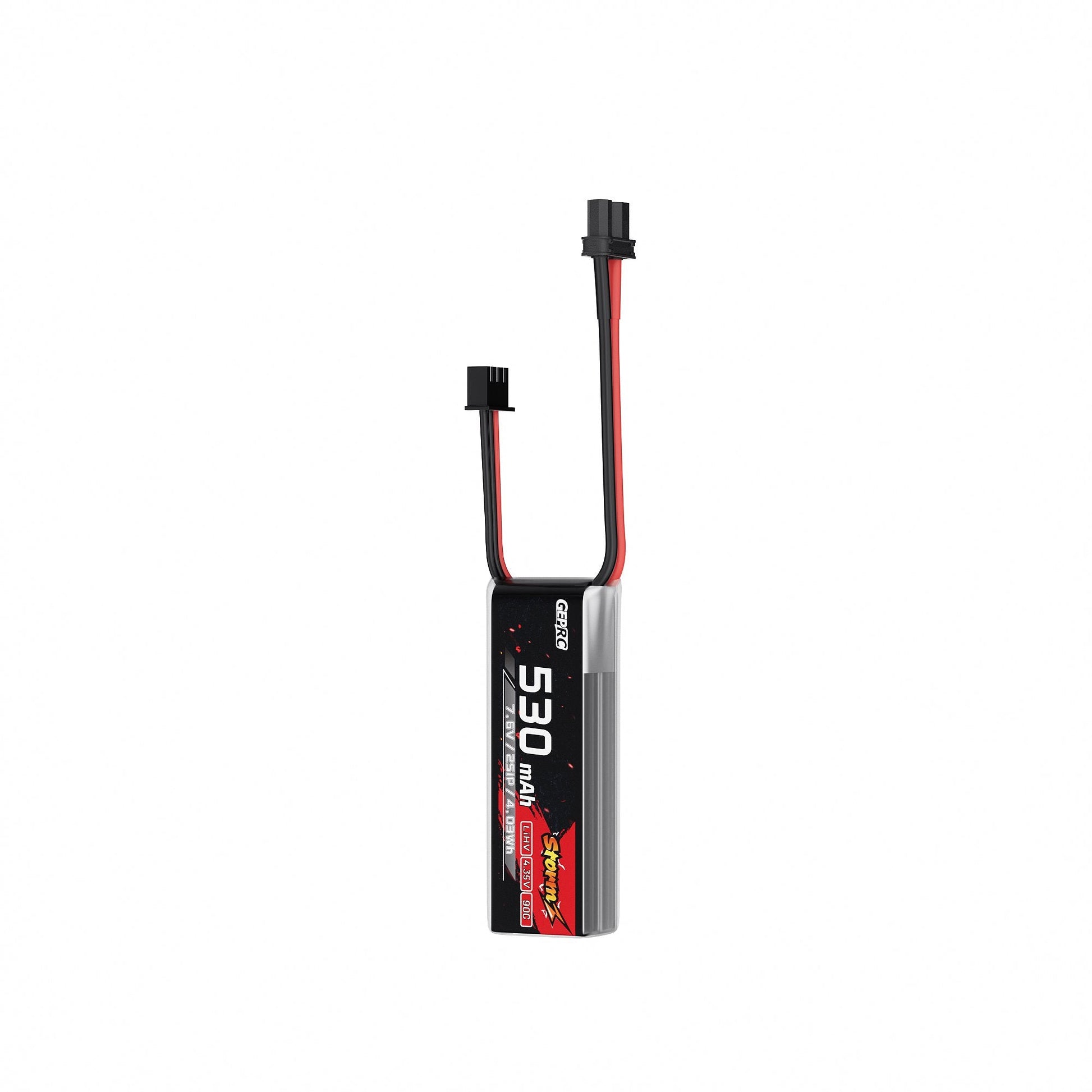 GEPRC Storm 2S 530mAh 90C LiHV Battery (7.6V 2S1P), XT30 Connectors, 3C Fast Charge