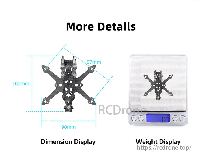 GEPRC T-Cube18 FPV drone dimensions: 87mm wheelbase. Weight details unavailable.