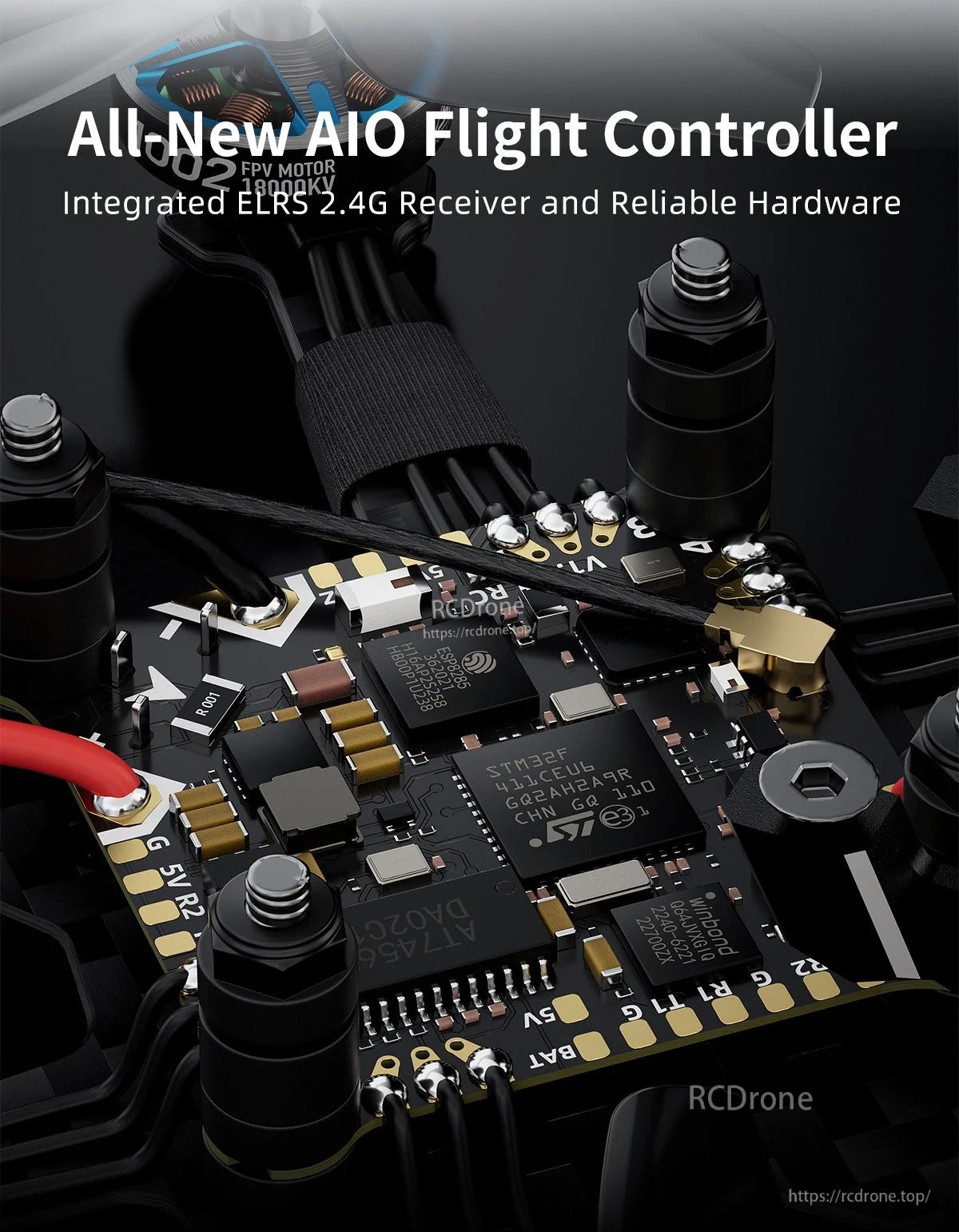 GEPRC T-Cube18 2S WTFPV, New AIO flight controller with ELRS 2.4G, STM32F chip, and FPV motor support for high-performance drones.