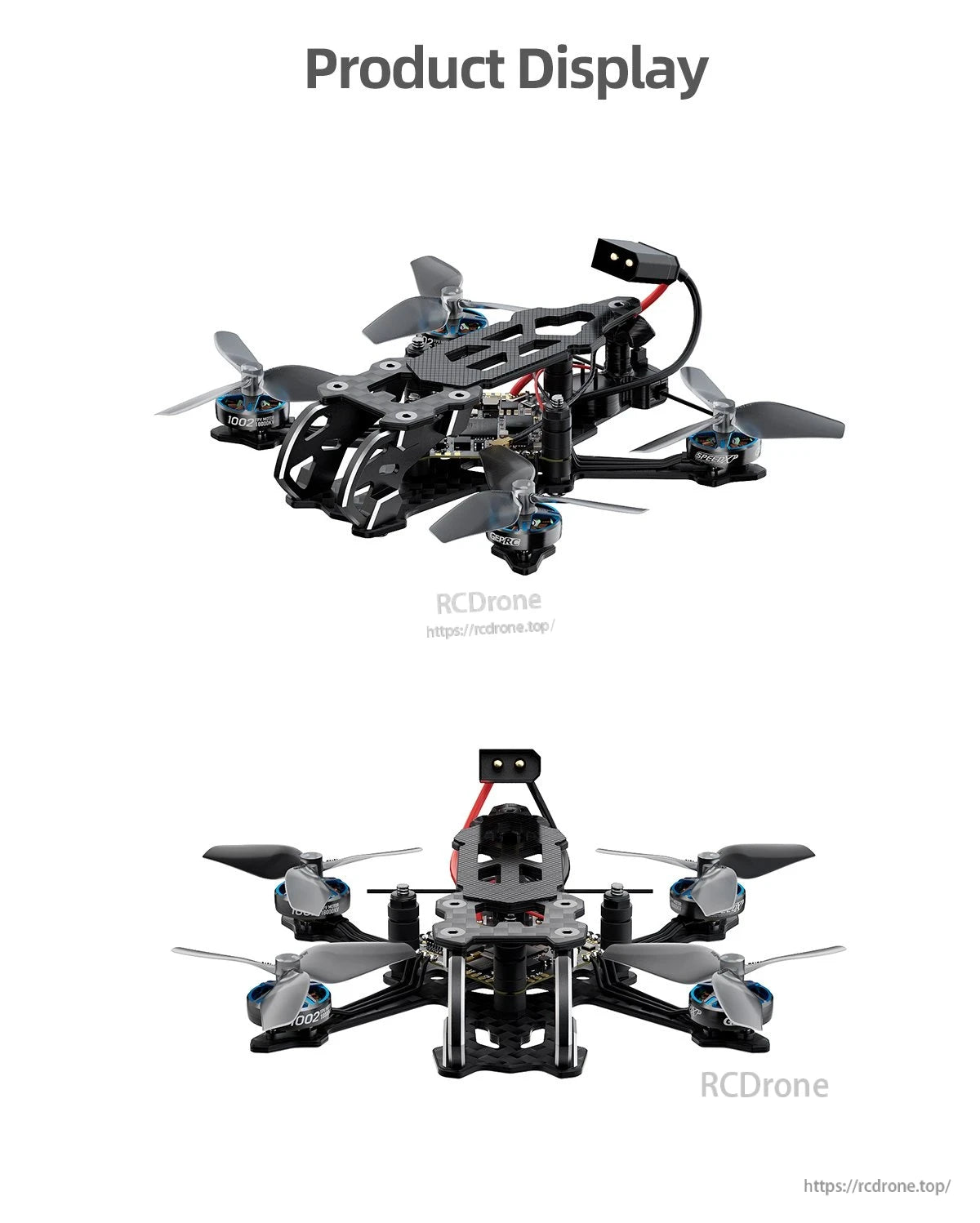 GEPRC T-Cube18 2S WTFPV, GEPRC T-Cube18 2S micro FPV quadcopter with carbon frame, four props, and top-mounted battery lead