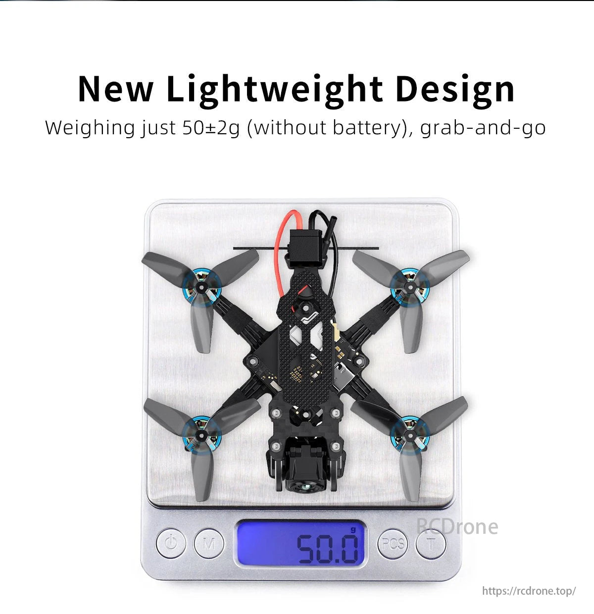 GEPRC T-Cube18 FPV Drone, A lightweight drone weighs 50±2g without battery, providing easy grab-and-go portability.