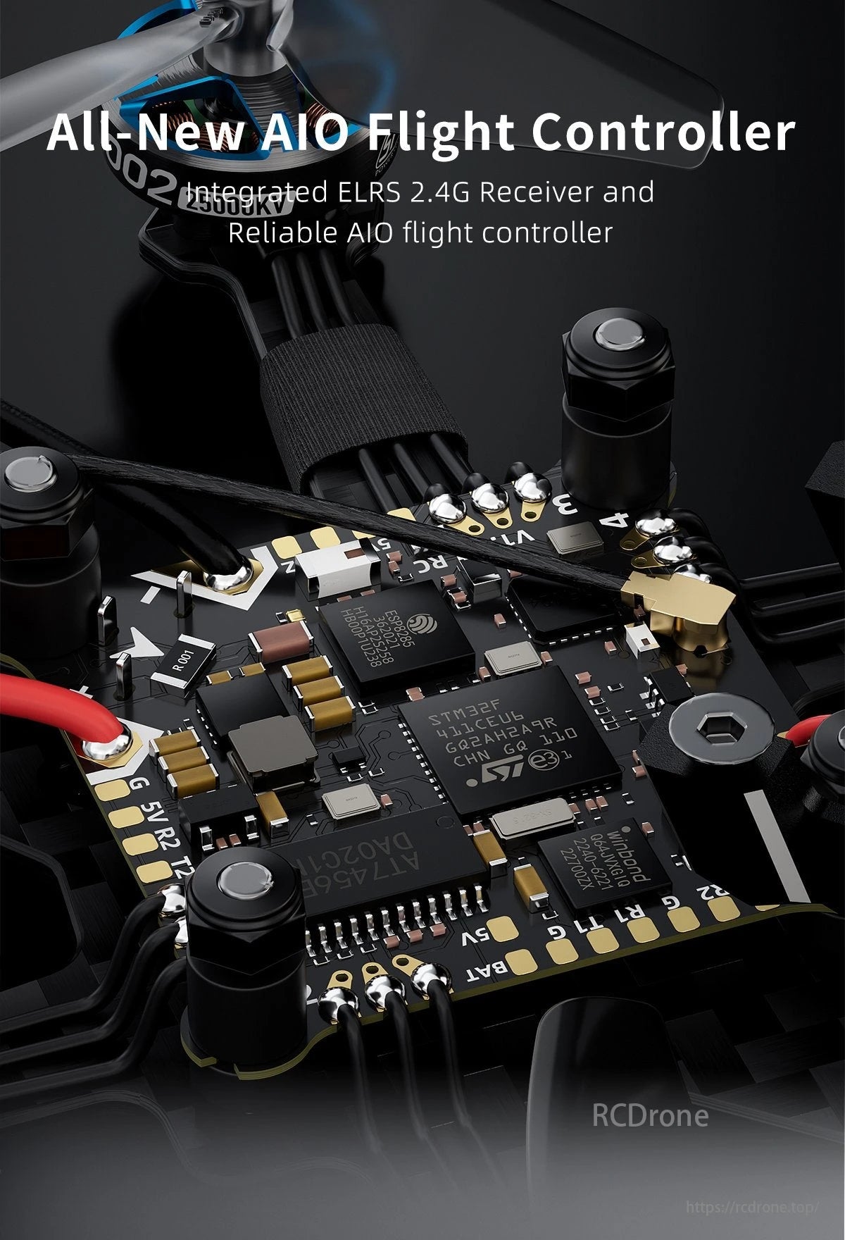 GEPRC T-Cube18 FPV Drone, An All-New AIO Flight Controller with ELRS 2.4G Receiver, STM32F chips, and connectors offers reliable FPV drone performance.