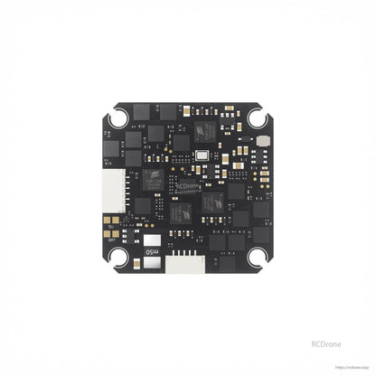 GEPRC TAKER F405 AIO flight controller/ESC board with 4 mounting holes, JST plugs, and 5V/BAT pads
