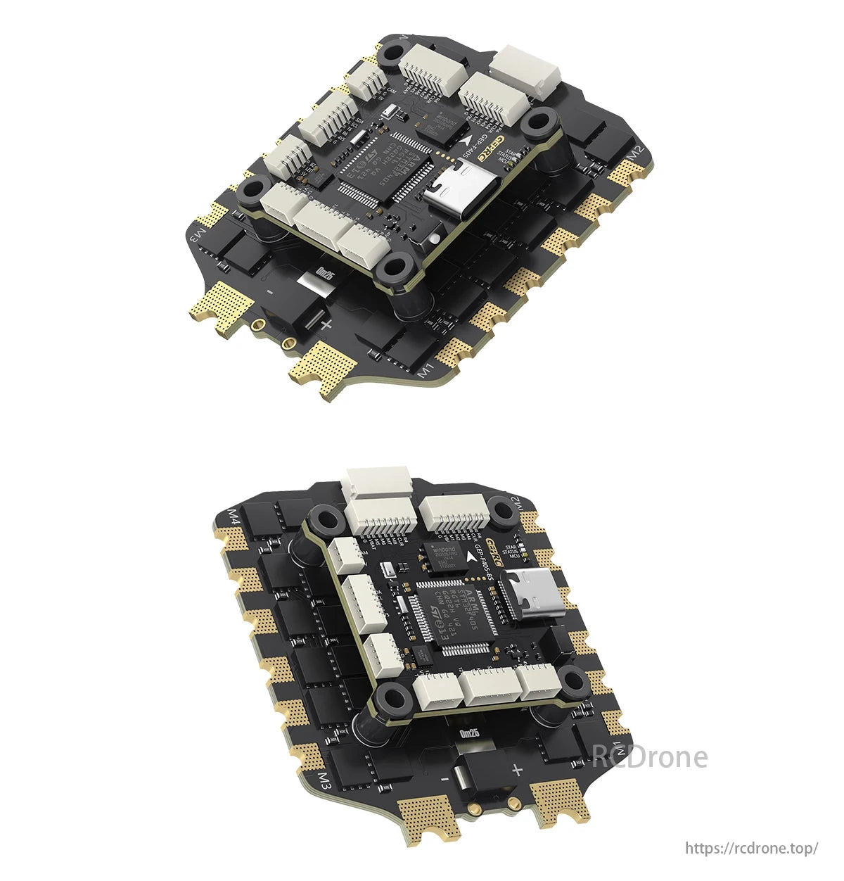 GEPRC TAKER F405 BLS 100A 8S Flight Controller features multiple connectors and ports for versatile drone applications.