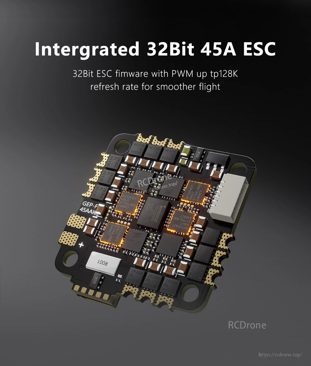 GEPRC TAKER F722 45A 32Bit AIO Flight Controller, GEPRC TAKER F722 45A 32-bit AIO flight controller board with integrated 45A ESC and plug connector