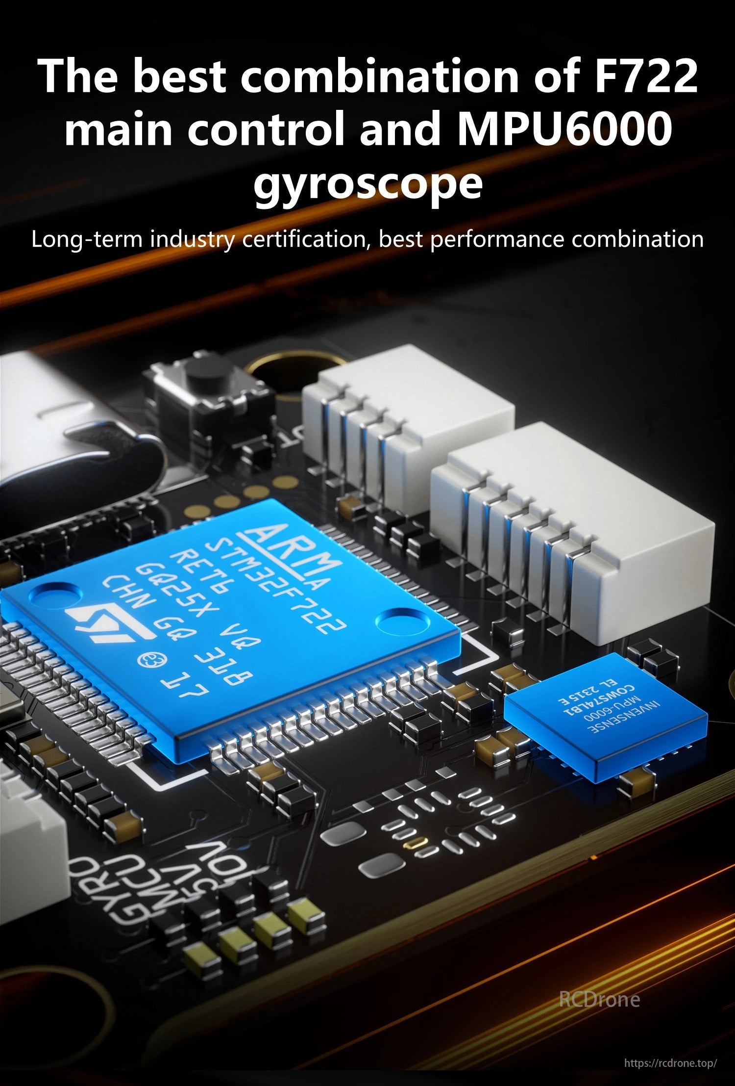 GEPRC TAKER F722 BL32 E55A SE Flight Controller, F722+MPU6000 combo offers certified, optimal performance with ARM STM32F722 for advanced flight control.