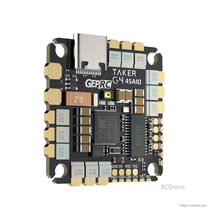 GEPRC TAKER G4 45A 8Bit AIO Flight Controller for FPV Drones - 2–6S, STM32G473, DShot600, 25.5x25.5mm, Betaflight OSD