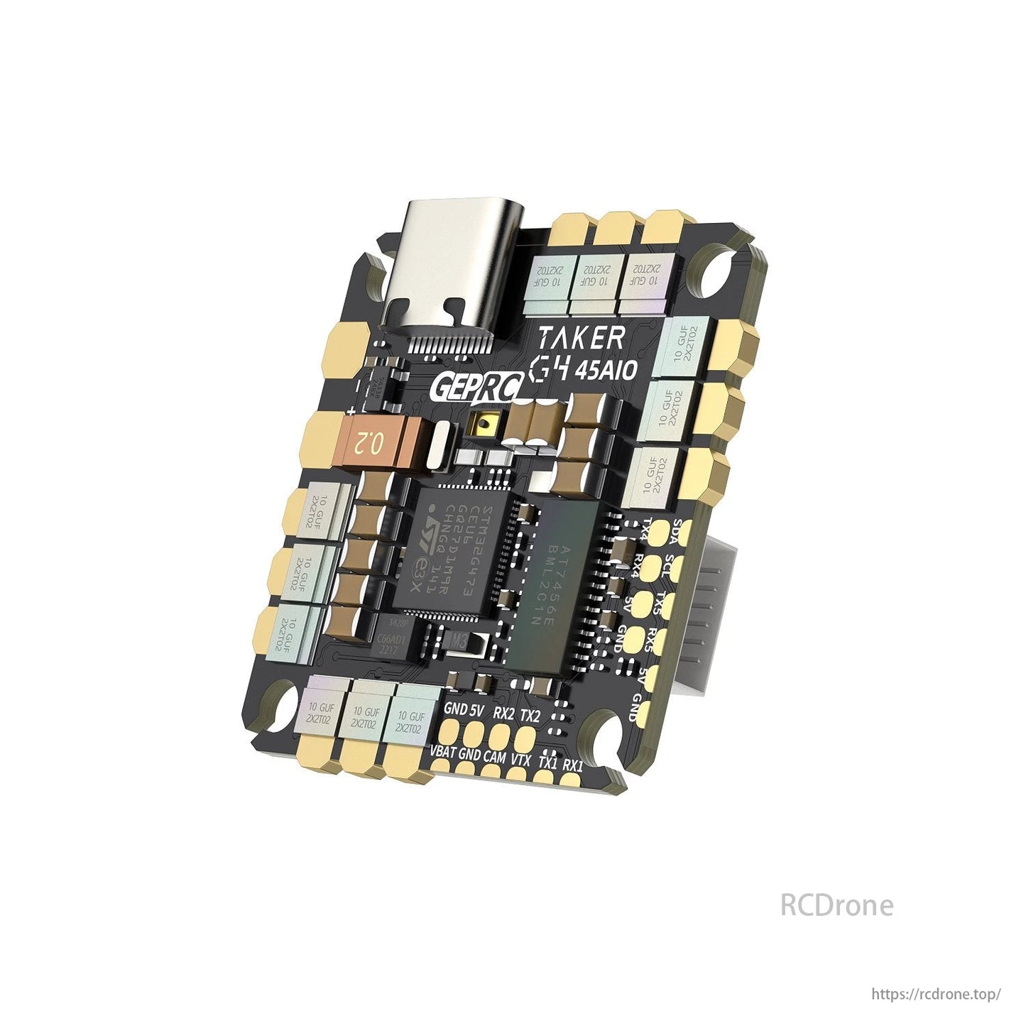 GEPRC TAKER G4 45A 8Bit AIO Flight Controller for FPV Drones - 2–6S, STM32G473, DShot600, 25.5x25.5mm, Betaflight OSD