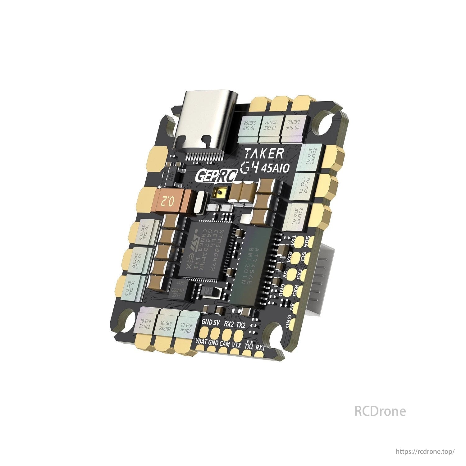 GEPRC TAKER G4 45A 8Bit AIO Flight Controller for FPV Drones - 2–6S, STM32G473, DShot600, 25.5x25.5mm, Betaflight OSD