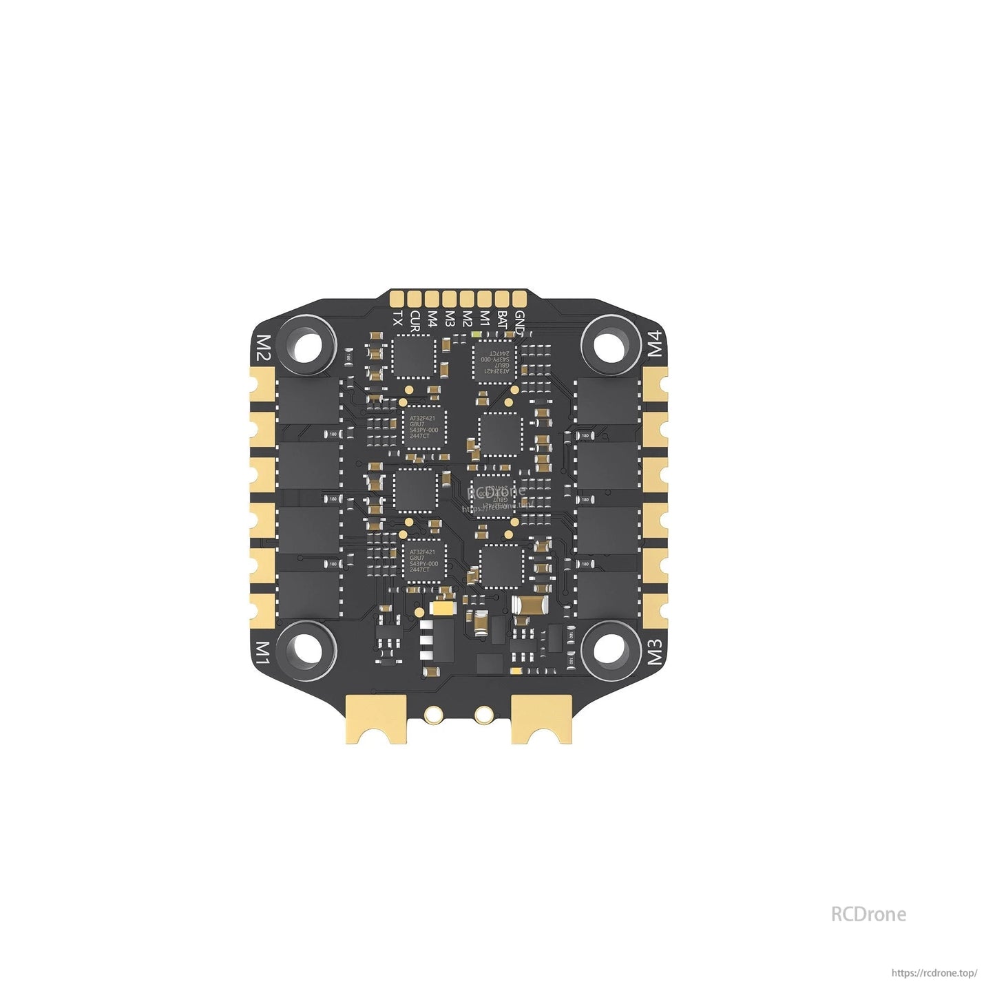GEPRC TAKER H743 BT 32Bit 65A Stack, Compact drone circuit board with labeled ports, dual gyro, Bluetooth tuning, 512M black box, and STM32H743 processor.